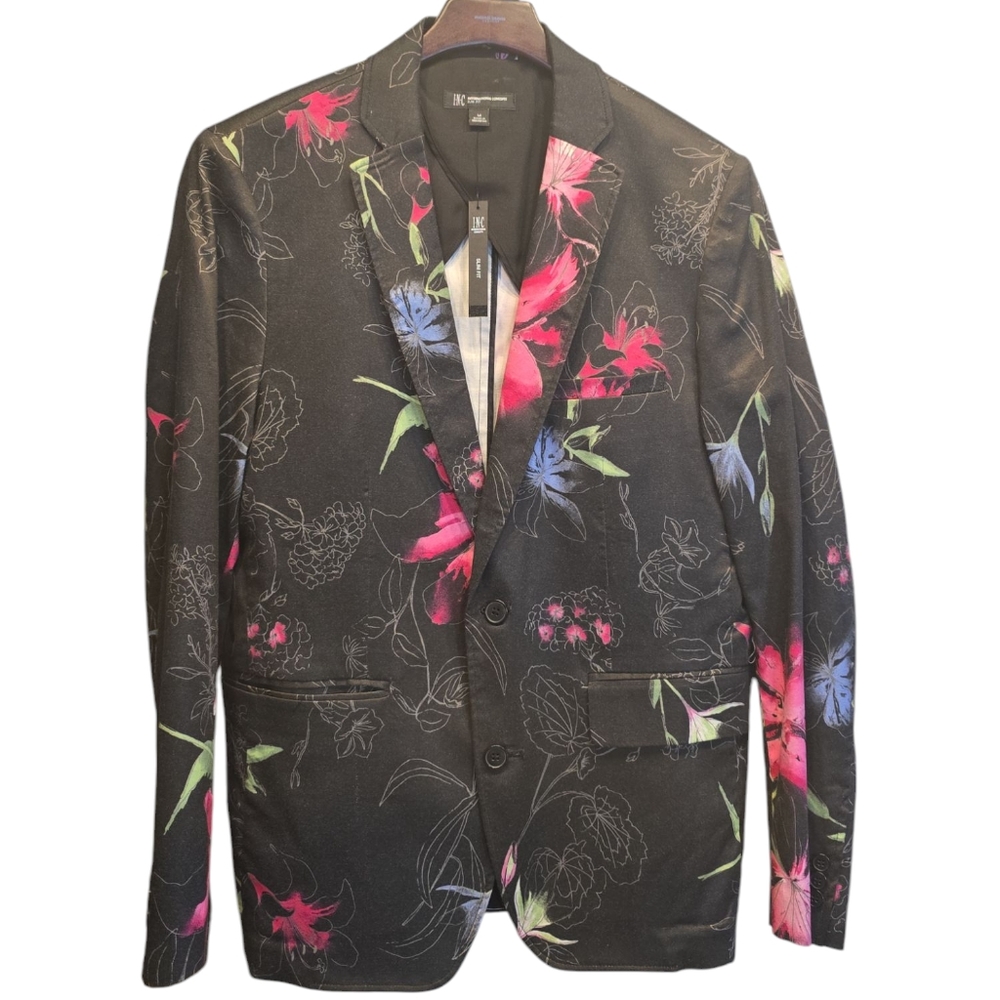 INC International Concepts Black Floral Blazer Size M ( Unisex )
